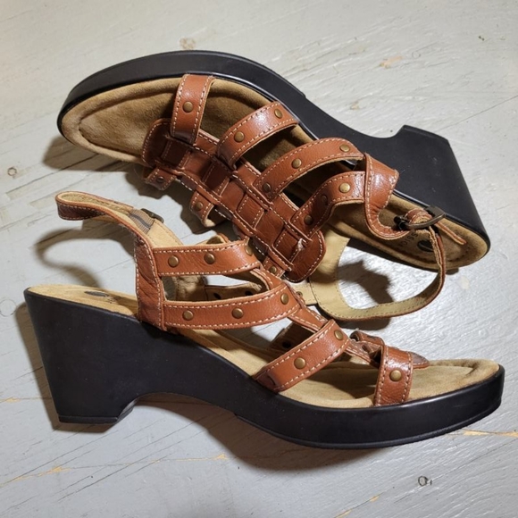 Jessica Brown Multi-Strap Wedge Sandals Size 10 - Picture 2 of 6